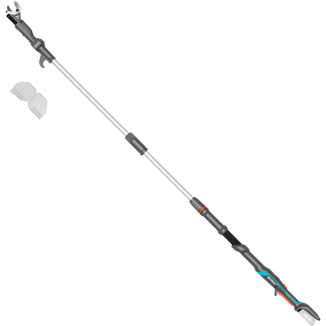 Tijeras de podar telescópicas inalámbricas gardena highcut 250 18v p4a solo tijeras para árboles (turquesa gris oscuro, batería y cargador no incluidos, potencia para toda la alianza)