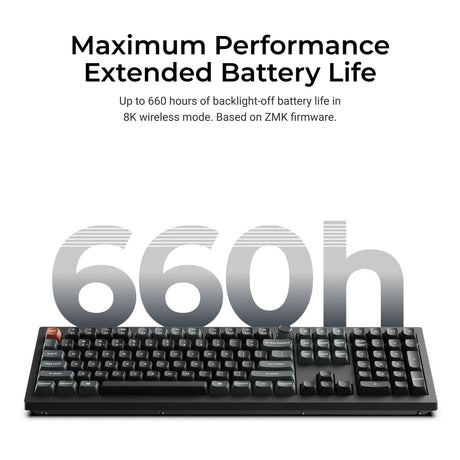 Teclado mecánico personalizado inalámbrico Keychron v6 ultra 8k (negro, diseño estadounidense (qwerty), rojo seda pom, 100%, rgb, intercambio en caliente, 2,4 ghz | bluetooth 5.3 | usb-c)