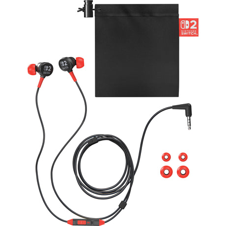 Auriculares con cable Powera para Nintendo Switch 2 internos (negro rojo, Nintendo Switch 2, Nintendo Switch, Nintendo Switch - modelo OLED, Nintendo Switch Lite)