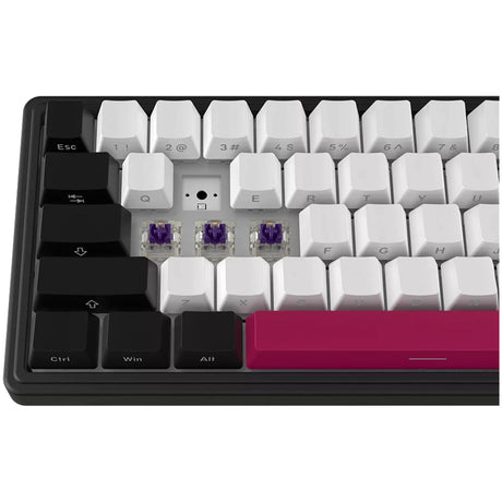 Teclado mecánico para juegos Lorgar kbp70mw rgb (negro, diseño estadounidense (qwerty), morado tóxico logar, 65%, rgb, intercambiable en caliente, pbt de doble disparo, bluetooth | 2,4 ghz | usb)
