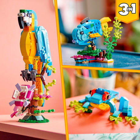 Lego Creator 3 en 1, loro exótico, rana y pez, juego de juguetes para niños - 31136