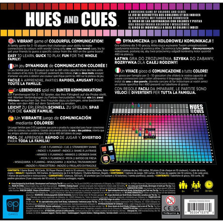 Juego de mesa Hues and Cues de la red europea de jugadores (inglés, francés, 3 a 6 jugadores, 30 minutos, a partir de 8 años)