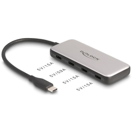 Delock Concentrador USB de 4 puertos USB-C + PD de 85 vatios (gris)