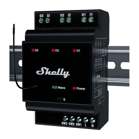 Shelly qubino wave pro 3 relé (negro, z-wave)