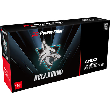 Tarjeta gráfica Powercolor Radeon RX 9070 Gre Hellhound 12GB GDDR6 (negro, RDNA4, 3x Display Port, 1x HDMI 2.1)