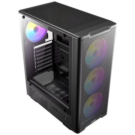 Carcasa torre midi Antec vx310 argb (negro | 3x usb-a | vidrio templado)