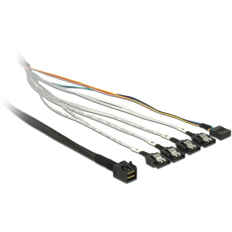 Delock cable mini SAS HD SFF-8643 > 4 x SATA de 7 pines, cable de 0,5 m (83315, + banda lateral)