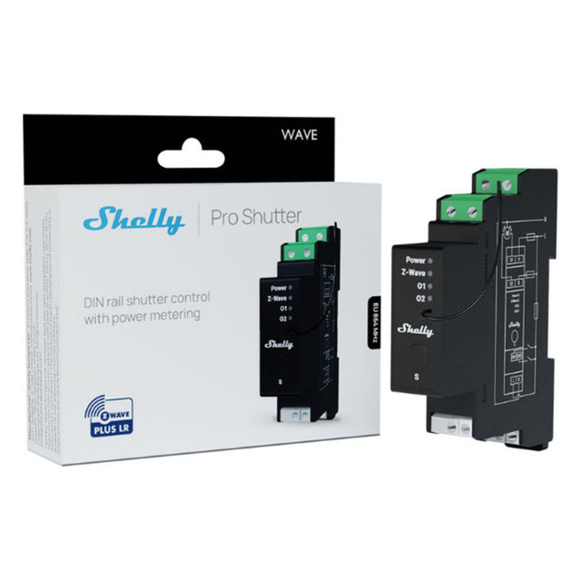 Shelly wave pro obturador lr (ue) relé (negro, z-wave)