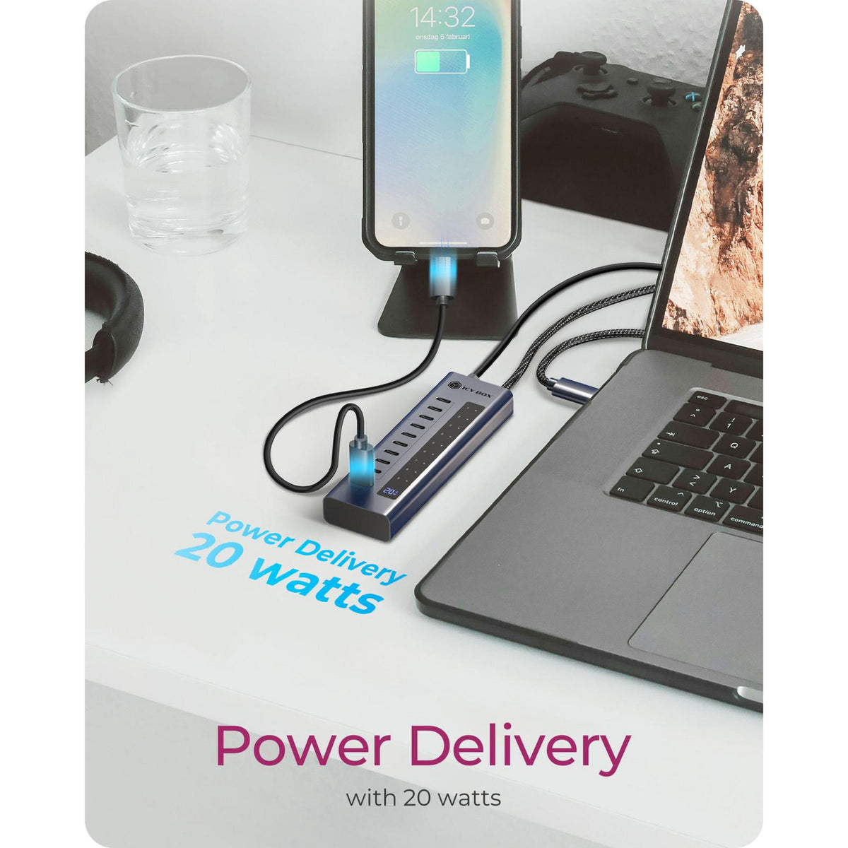 Icy box ib-hub1450-c31 concentrador usb (antracita)