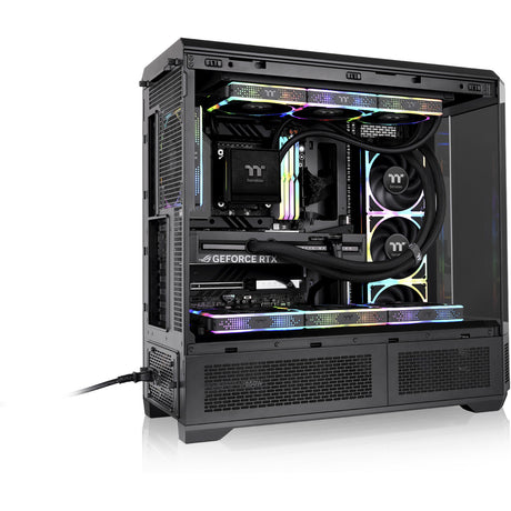 Carcasa de torre grande Thermaltake view 600 tg (negro | 2x USB-A | 1x USB-C | vidrio templado)