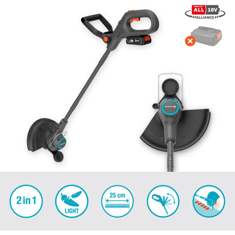 Cortacésped Gardena easytrim 25 18v (gris turquesa, batería y cargador no incluidos)
