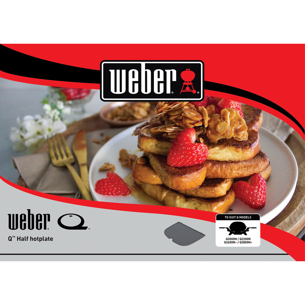 Media plancha Weber para parrilla q 2100n, q 2200n y q 2800n+ (negra)