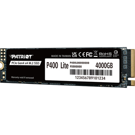 Patriot p400 lite ssd de 4 tb (blanco y negro, p400lp4kgm28h, pcie 4.0 x4, nvme 1.4, m.2 2280)