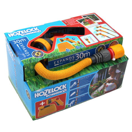 Hozelock Wonderhoze 30 metros + manguera para pistola multipulverización (amarilla)