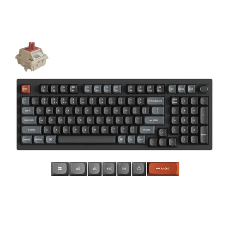 Teclado mecánico personalizado inalámbrico Keychron v5 ultra 8k (negro, diseño estadounidense (qwerty), rojo seda pom, 96 %, rgb, intercambio en caliente, 2,4 ghz | bluetooth 5.3 | usb-c)