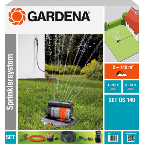 Juego completo Gardena con aspersor oscilante emergente sistema de aspersor os 140 (gris naranja, 8221-20)