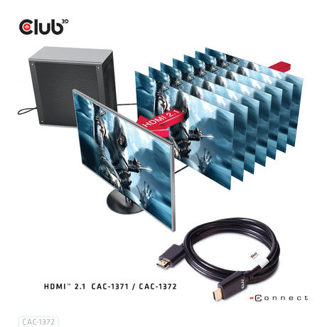 Cable Club 3D de ultra alta velocidad HDMI 2.1 certificado macho-macho (negro, 2 metros, 4K 120Hz, 8K 60Hz, 48Gbps)