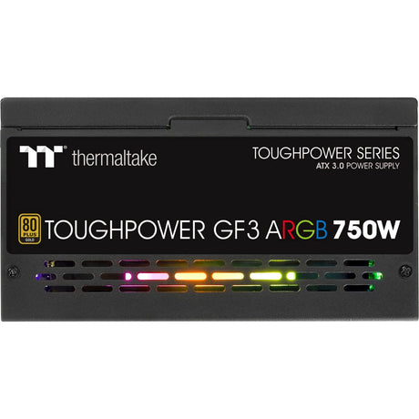 Fuente de alimentación modular Thermaltake ToughPower GF3 ARGB Gen 5 EU de 750 vatios (negro, 4x PCIe)