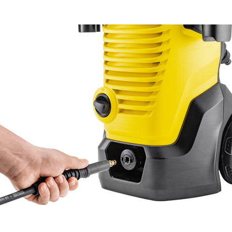 Limpiadora de alta presión doméstica Kärcher k 4 wcm premium (amarillo negro, con limpiador de suciedad, enrollador de manguera y limpiador de superficies)