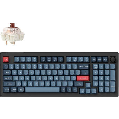 Teclado mecánico Keychron v5 max-d3 rgb (negro, diseño estadounidense (qwerty), gateron jupiter marrón, 96%, leds rgb, pbt de doble disparo, intercambio en caliente, 2.4 | bluetooth | usb-c, perilla)