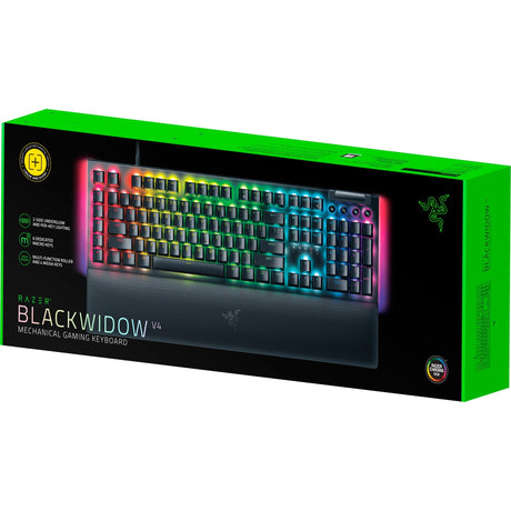 Razer blackwidow v4, teclado gaming (negro, diseño us, amarillo, leds rgb, abs doubleshot)