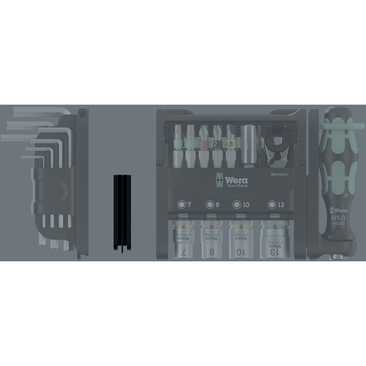 Wera tool-check modular set imperial 1, juego de puntas de 50 piezas (negro verde)