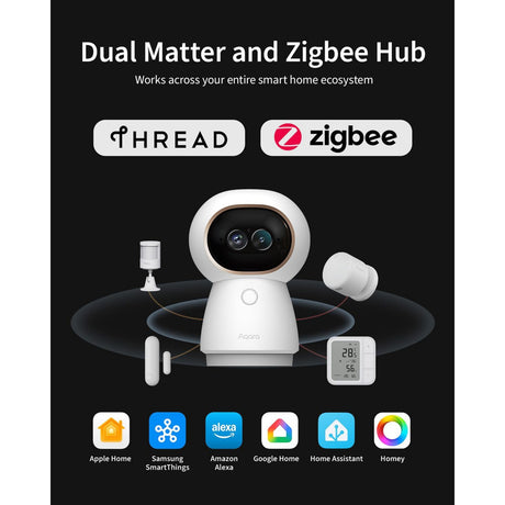 Aqara camera hub g350 (blanco, doble lente, 4k 2,5 k, 360°)