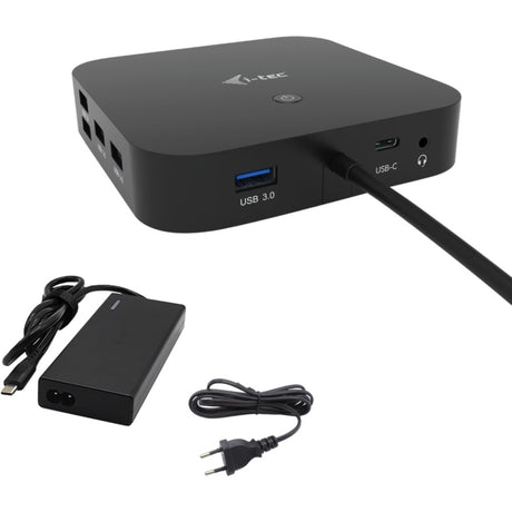 I-tec USB-C HDMI DP Docking Station con suministro de energía 65 W + cargador universal 77 W (negro)