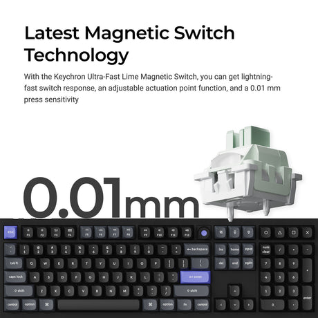 Teclado con interruptor magnético Keychron q6 he 8k (blanco, diseño estadounidense (qwerty), lima ultrarrápido, 100%, rgb, intercambio en caliente, 8k)