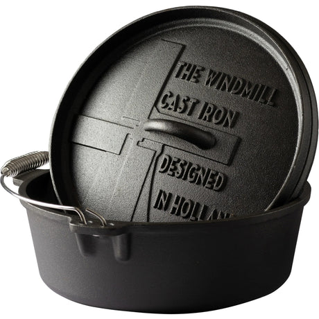 Sartén sin patas The Windmill Dutch Oven de 6 cuartos de galón (negro, ø 31,5 cm | 5,9 litros)