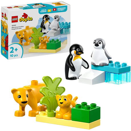 Lego duplo town 10442 familias de animales salvajes: pingüinos y leones