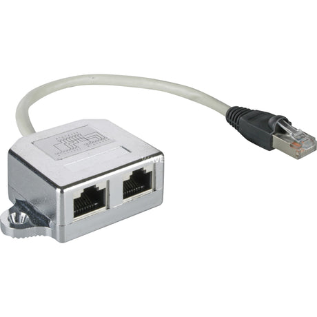 Goobay cable divisor rj45 cat.5 f utp t adaptador (plateado, 2x rj45)