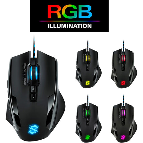 Ratón para juegos Sharkoon Skiller sgm1 rgb (negro, 10.800 dpi, LED rgb)