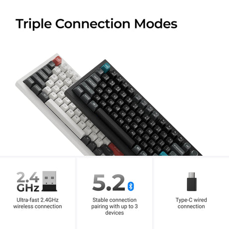 Teclado mecánico personalizado inalámbrico Keychron q1 ultra-m4 8k (negro, diseño estadounidense (qwerty), seda pom banana, 75%, rgb, intercambio en caliente, 8k, 2,4 ghz | bluetooth 5.2 | usb-c)