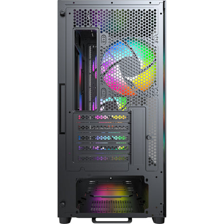 Carcasa torre midi Montech x5m (negro | 2x USB-A | 1x USB-C | RGB | vidrio templado)