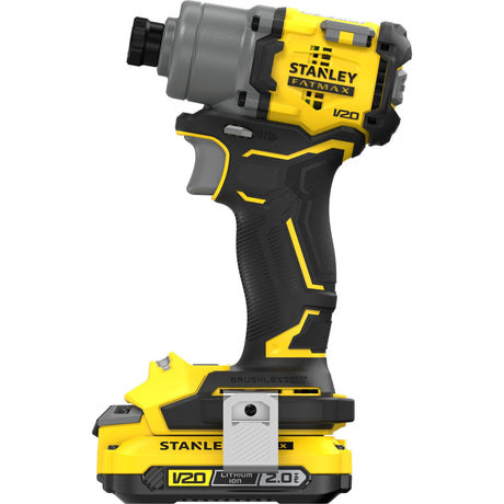 Atornillador de impacto sin escobillas Stanley v20 18v (amarillo negro, estuche, 2 baterías y cargador incluidos)