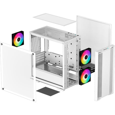 Carcasa torre midi deepcool cc360 argb (blanca | 2x usb-a | rgb | vidrio templado)