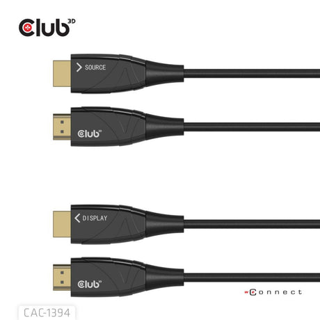 Club 3d hdmi híbrido aoc cable 8k60hz 4k120hz, cable de 100 m (negro)