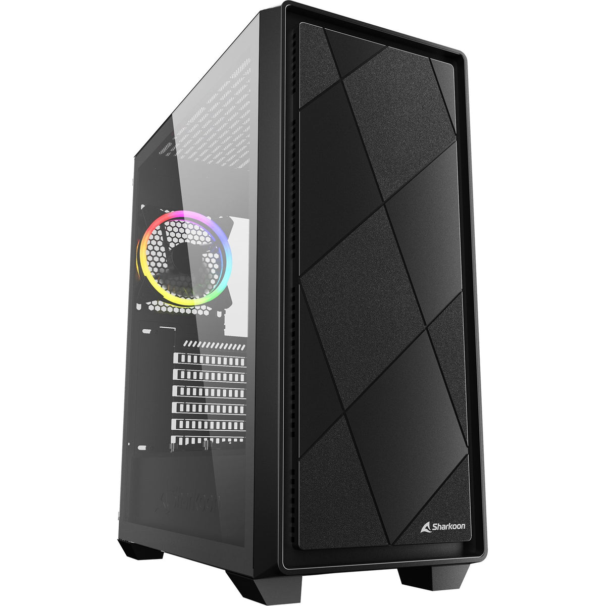 Sharkoon vs8 rgb carcasa midi torre negra (negro | 2x usb-a | 1x usb-c | rgb | vidrio templado)