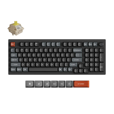 Teclado mecánico personalizado inalámbrico Keychron v5 ultra 8k (negro, diseño estadounidense (qwerty), seda pom banana, 96 %, rgb, intercambio en caliente, 2,4 ghz | bluetooth 5.3 | usb-c)
