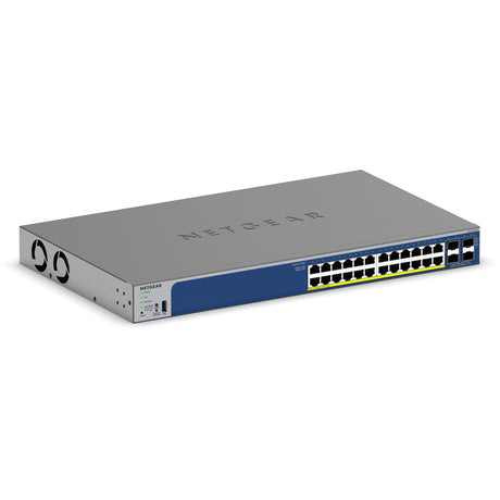 Conmutador inteligente Netgear de 24 puertos gigabit poe+ con 4 puertos sfp+ (gris, 10 g, gestionado inteligentemente)