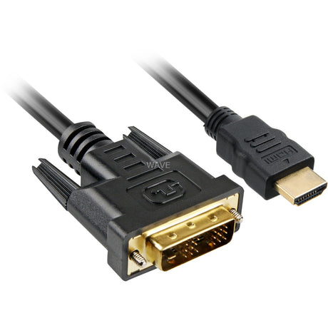 Adaptador Sharkoon HDMI > DVI-D (negro, 5 metros, enlace único)