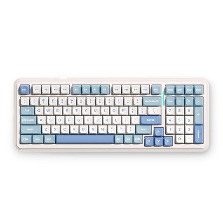 Teclado mecánico inalámbrico con montaje de junta Mchose k99 v2 (blanco, diseño estadounidense (qwerty), kailh box icy creamsicle, 99%, rgb, teclas pbt, intercambio en caliente, 2,4 ghz | bluetooth | usb-c)