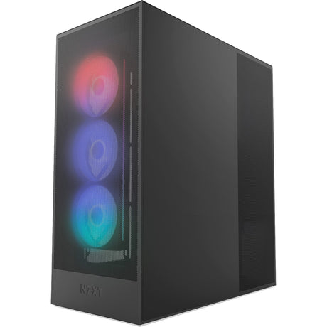 Carcasa midi tower nzxt h7 flow rgb (2024) (negro | 2x usb-a | 1x usb-c | rgb | vidrio templado)