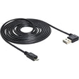 Delock USB2.0 a 90° > Cable USB micro-B (negro, 5 metros)