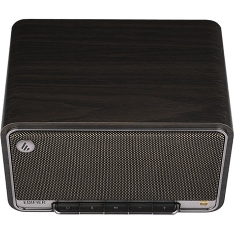 Altavoz de mesa inalámbrico Edifier d32 (marrón oscuro plateado, Bluetooth, Wi-Fi (Apple Airplay), USB-C, AUX)