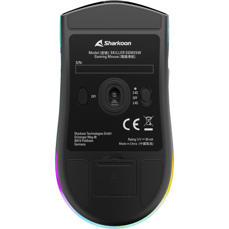 Ratón para juegos Sharkoon sgm25w (azul turquesa, 12.000 ppp, LED rgb)