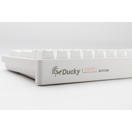 Teclado mecánico para juegos Ducky zero 6108 blanco puro rgb (blanco, diseño estadounidense (qwerty), cherry mx2a speed silver, 100%, leds rgb, pbt de doble disparo, intercambio en caliente, 2,4 ghz | bluetooth | usb-c)