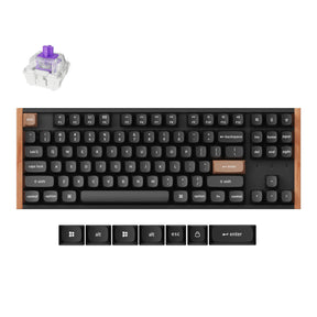 Teclado mecánico keychron k8 he-f1 rgb (negro, diseño estadounidense (qwerty), nebulosa magnética de doble carril gateron, 80% (tkl), leds rgb, pbt de doble disparo osa, intercambio en caliente, usb-c | 2,4 ghz | bluetooth 5.1)