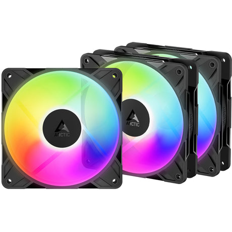 Ventiladores de caja Arctic p12 pro inversa a-rgb (negro, 3 piezas, 120 x 120 x 27 mm, pwm)